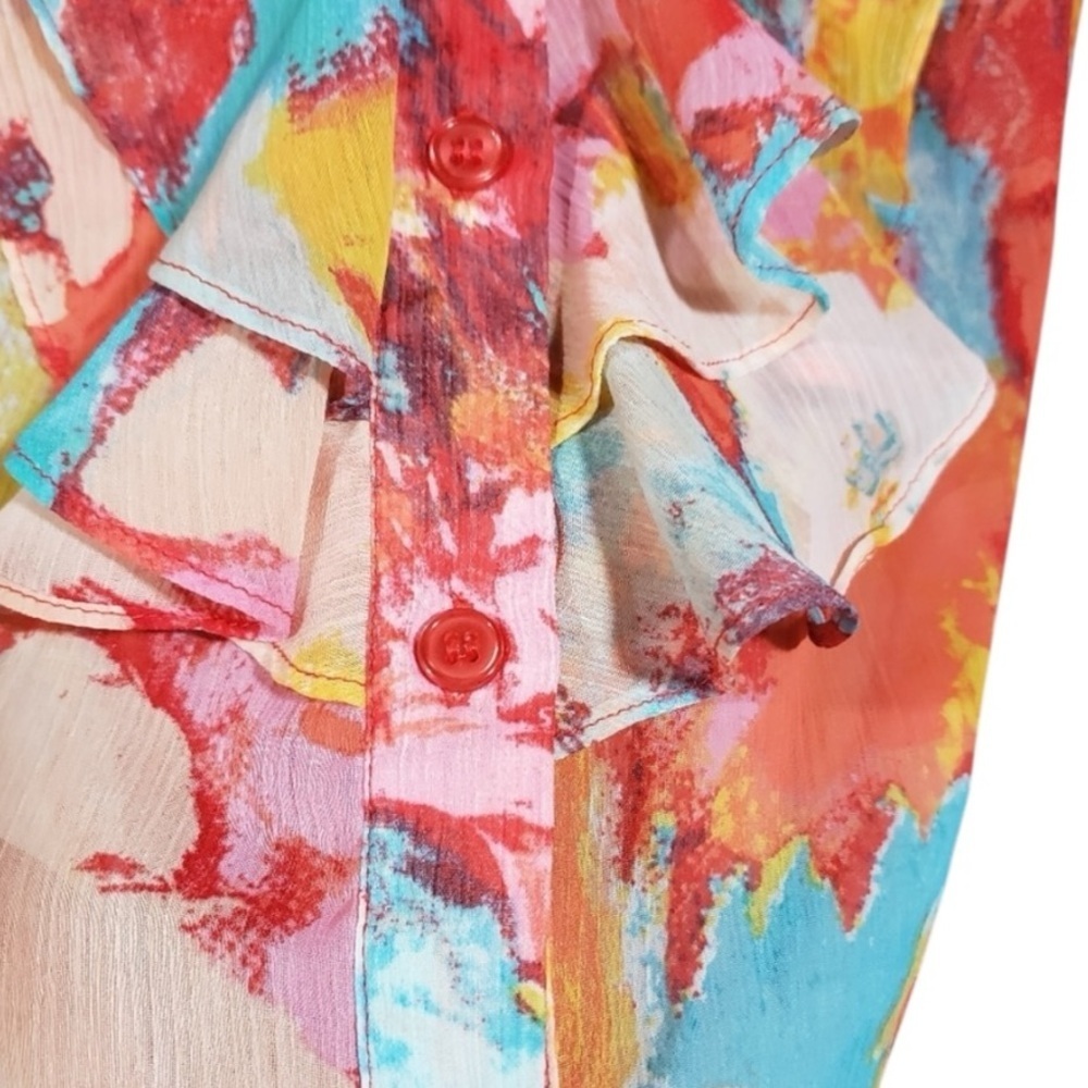 Eric | Floral Ruffle Blouse Sz M EUC - Picture 6 of 12